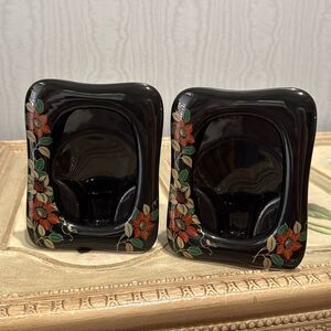 Vintage Dark Floral Photo Frames Made in Japan Set of Two